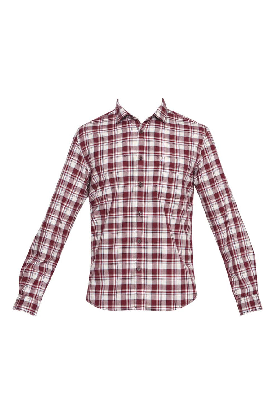 BASICS SLIM FIT RUMBA RED CHECKS SHIRT