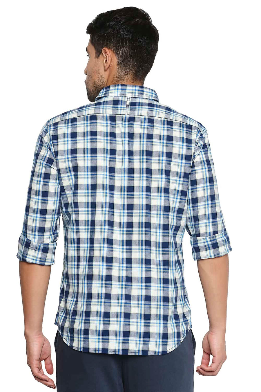 BASICS SLIM FIT BLUE OPAL CHECKS SHIRT