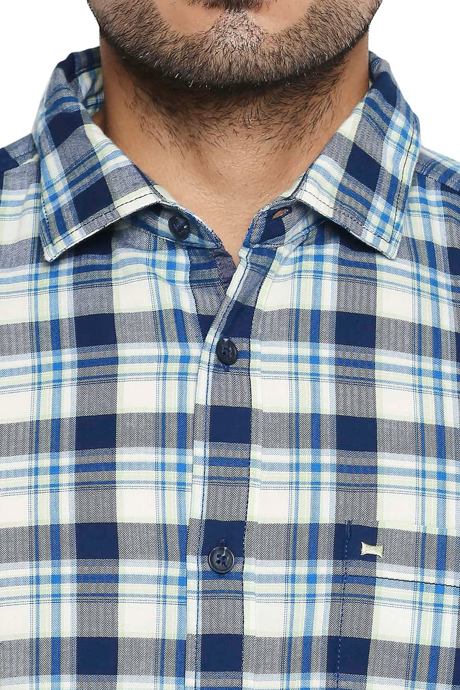 BASICS SLIM FIT BLUE OPAL CHECKS SHIRT