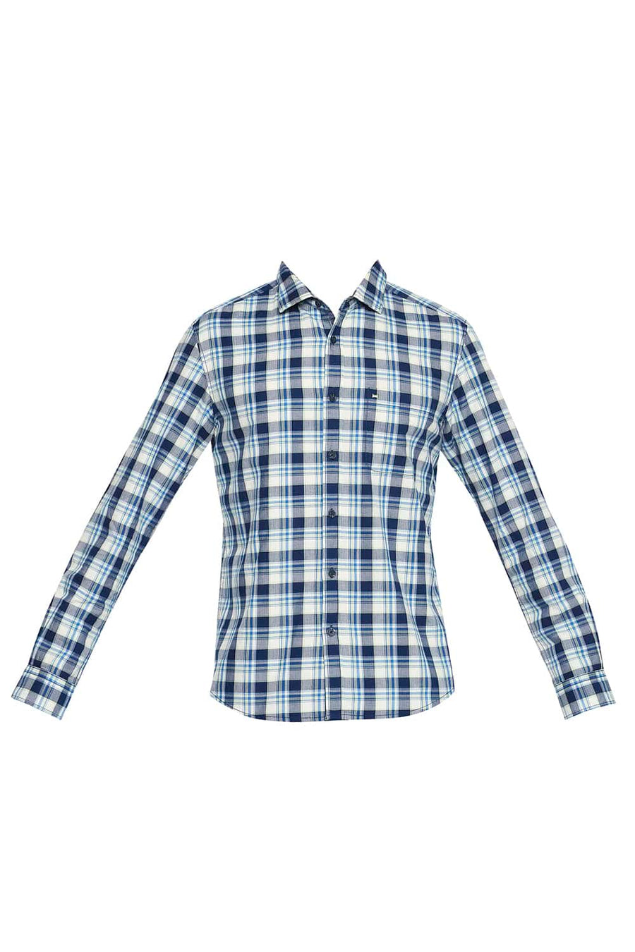 BASICS SLIM FIT BLUE OPAL CHECKS SHIRT