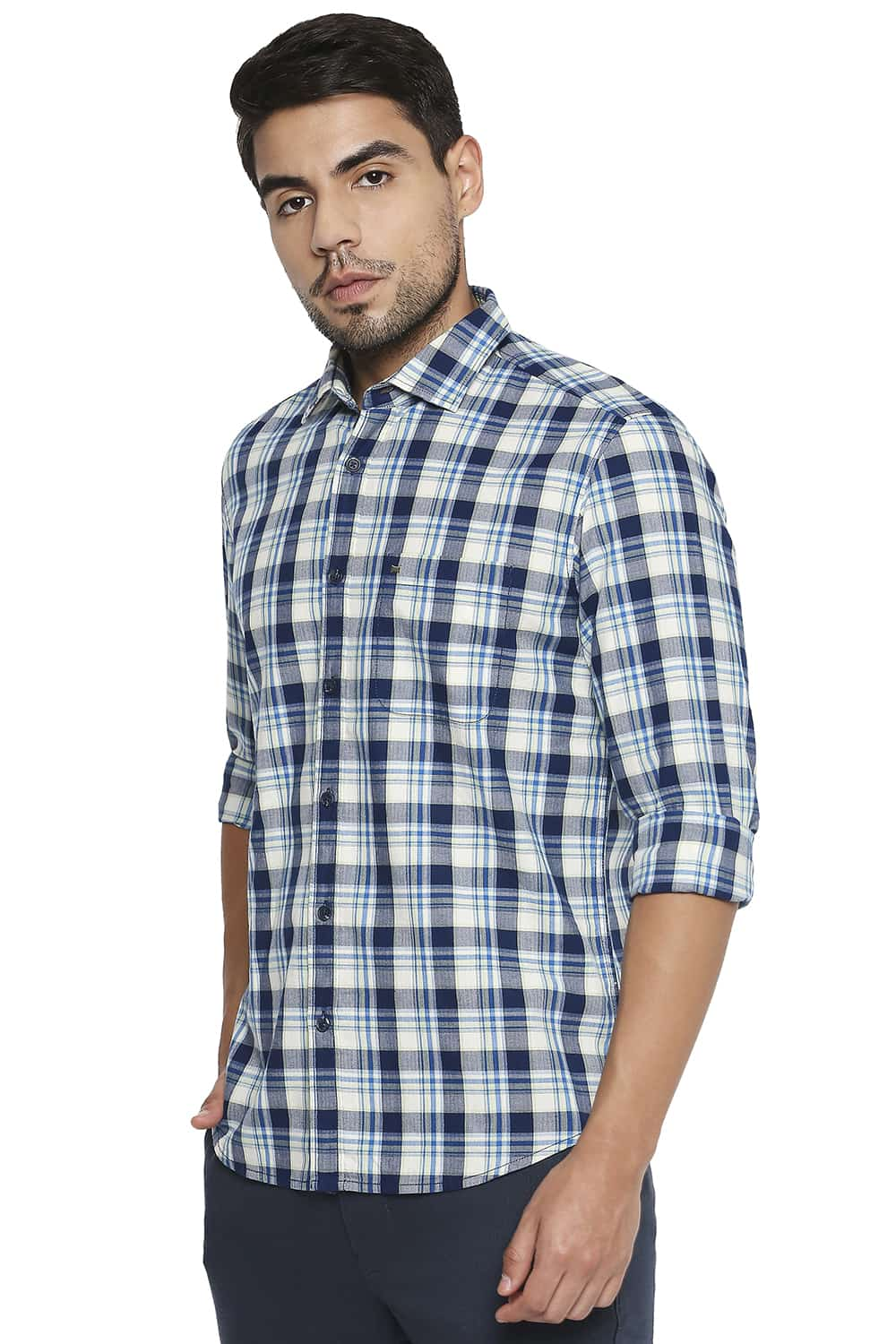 BASICS SLIM FIT CHECKS SHIRT