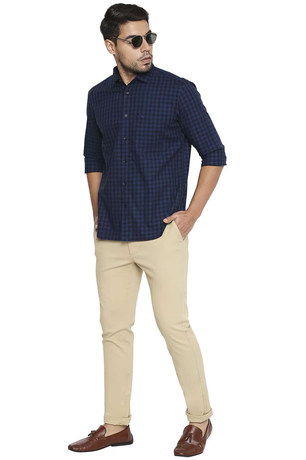 BASICS SLIM FIT CHECKS SHIRT