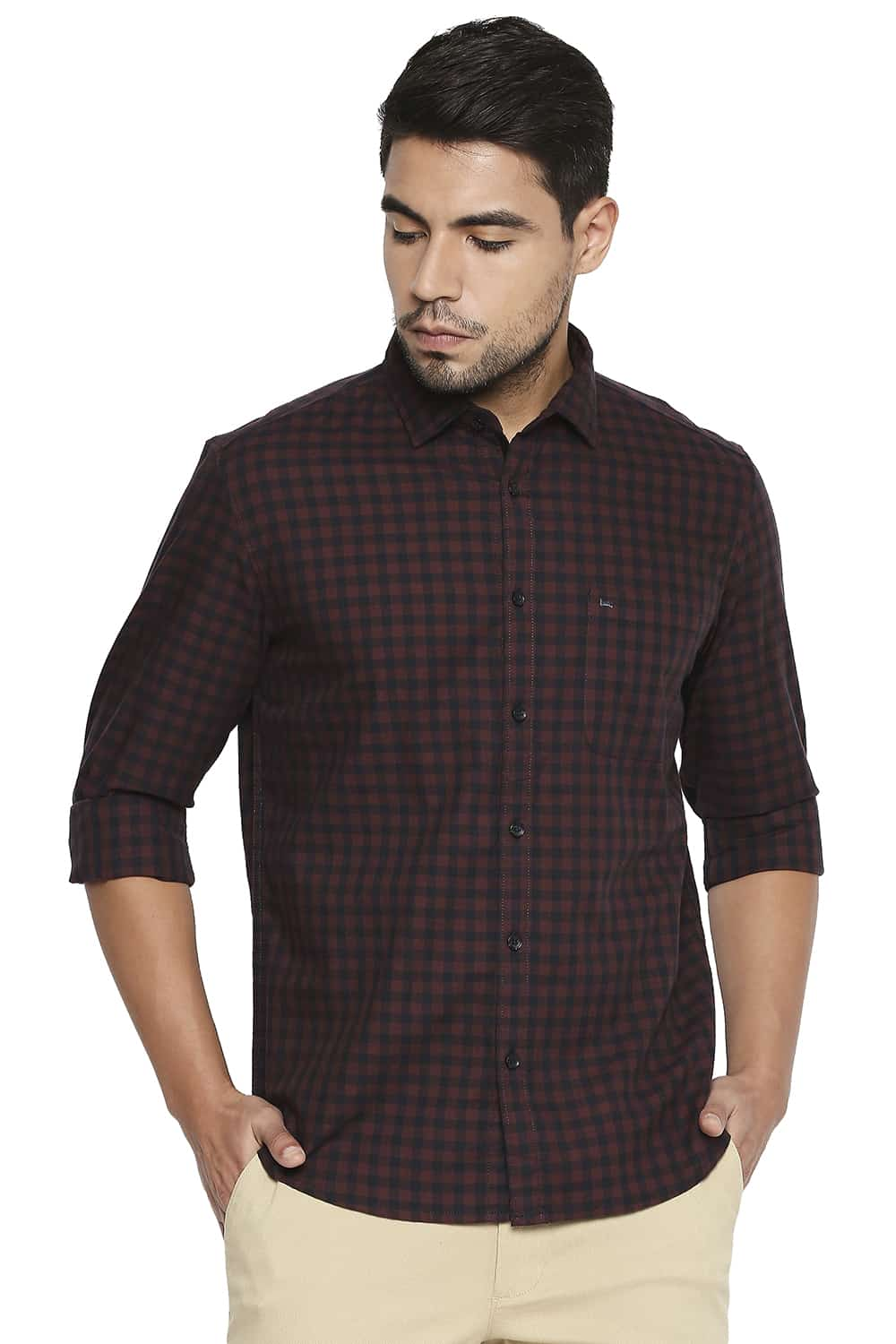 BASICS SLIM FIT CHECKS SHIRT