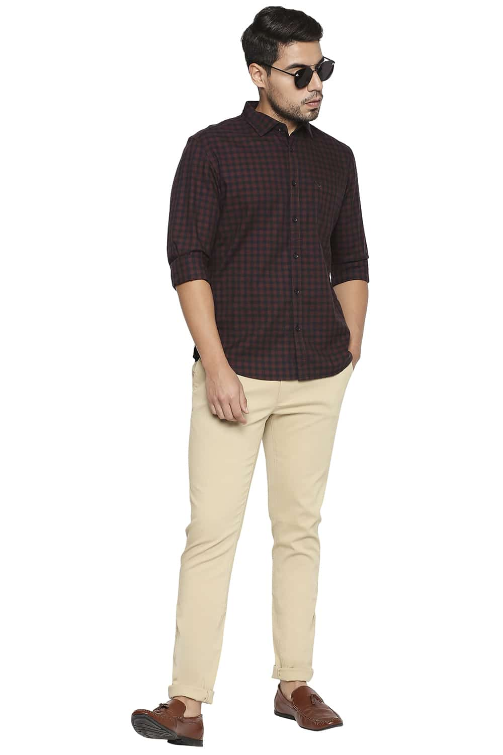 BASICS SLIM FIT CHECKS SHIRT