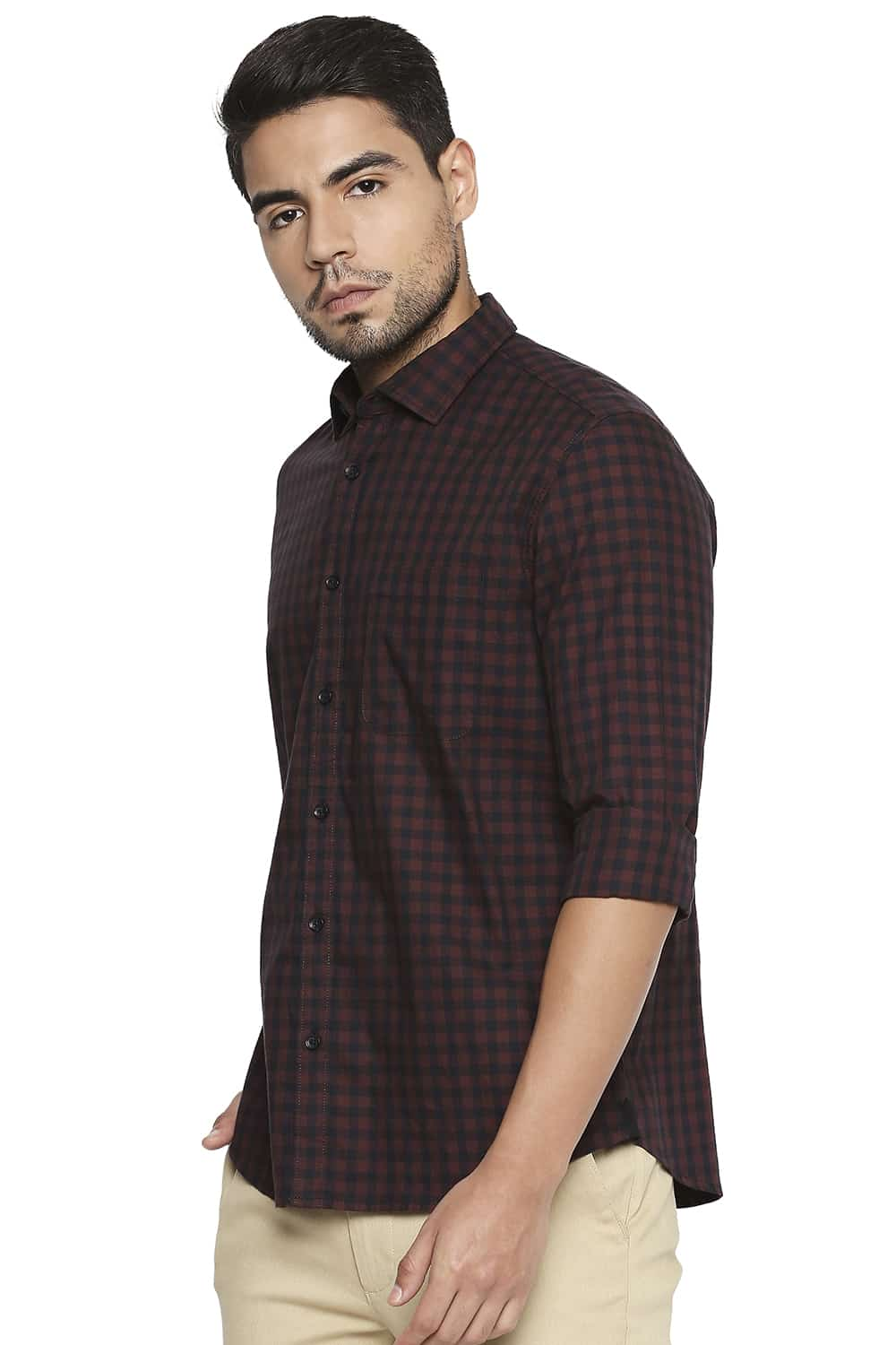 BASICS SLIM FIT CHECKS SHIRT