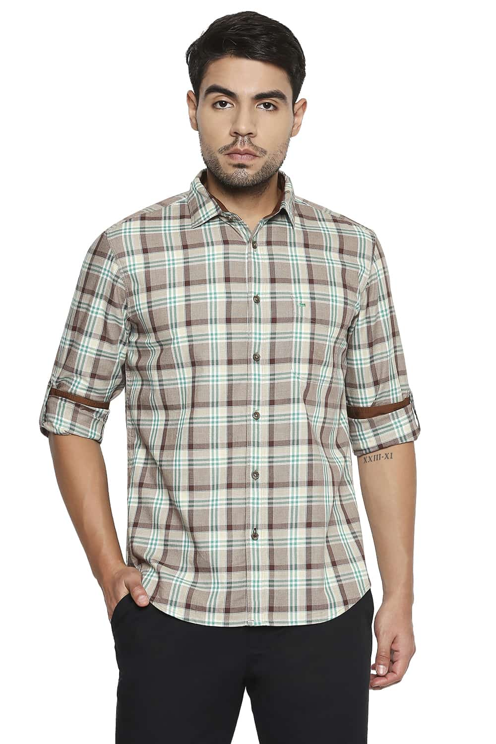 BASICS SLIM FIT CHECKS SHIRT