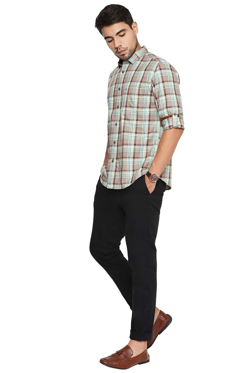 BASICS SLIM FIT CHECKS SHIRT