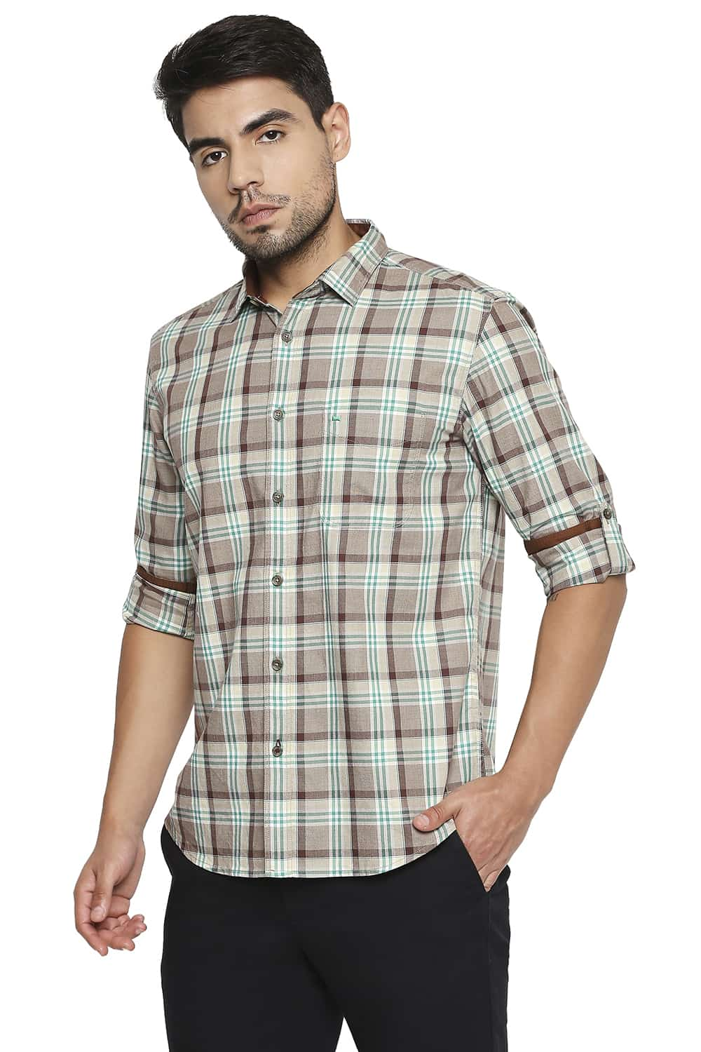 BASICS SLIM FIT CHECKS SHIRT