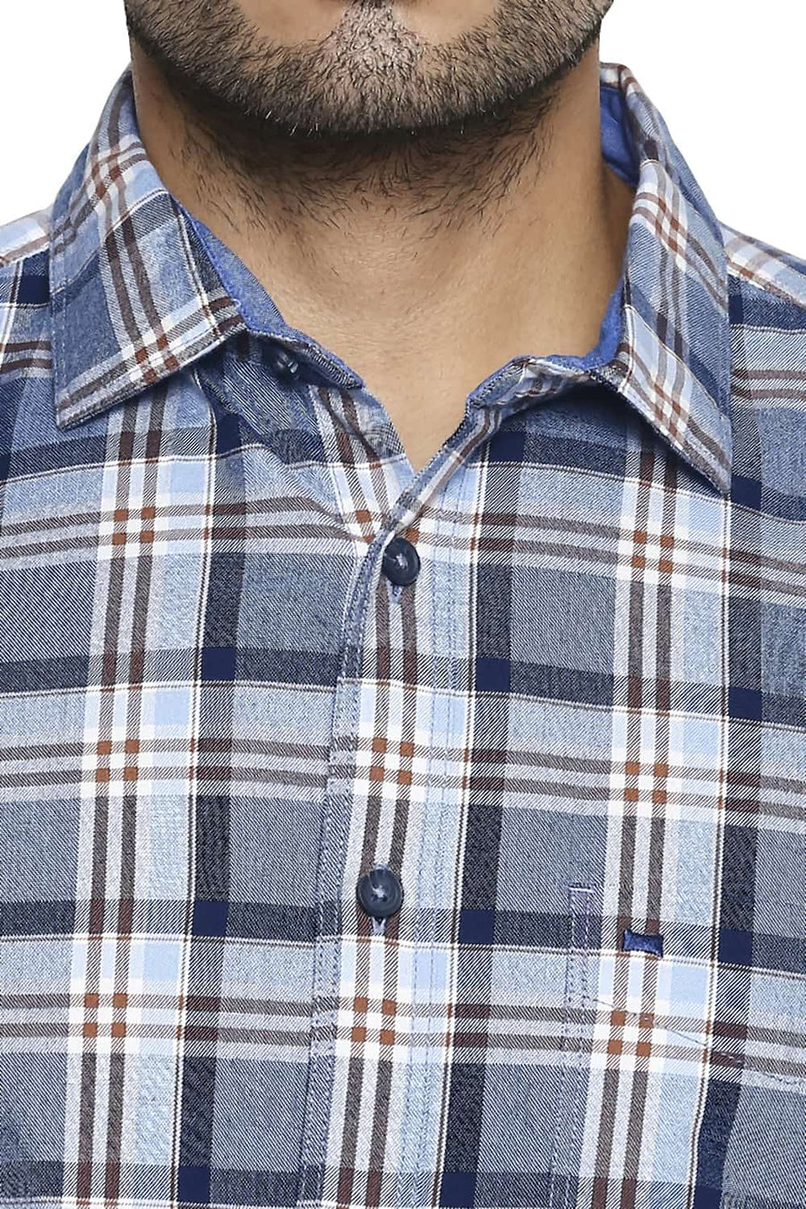 BASICS SLIM FIT ALLURE BLUE CHECKS SHIRT