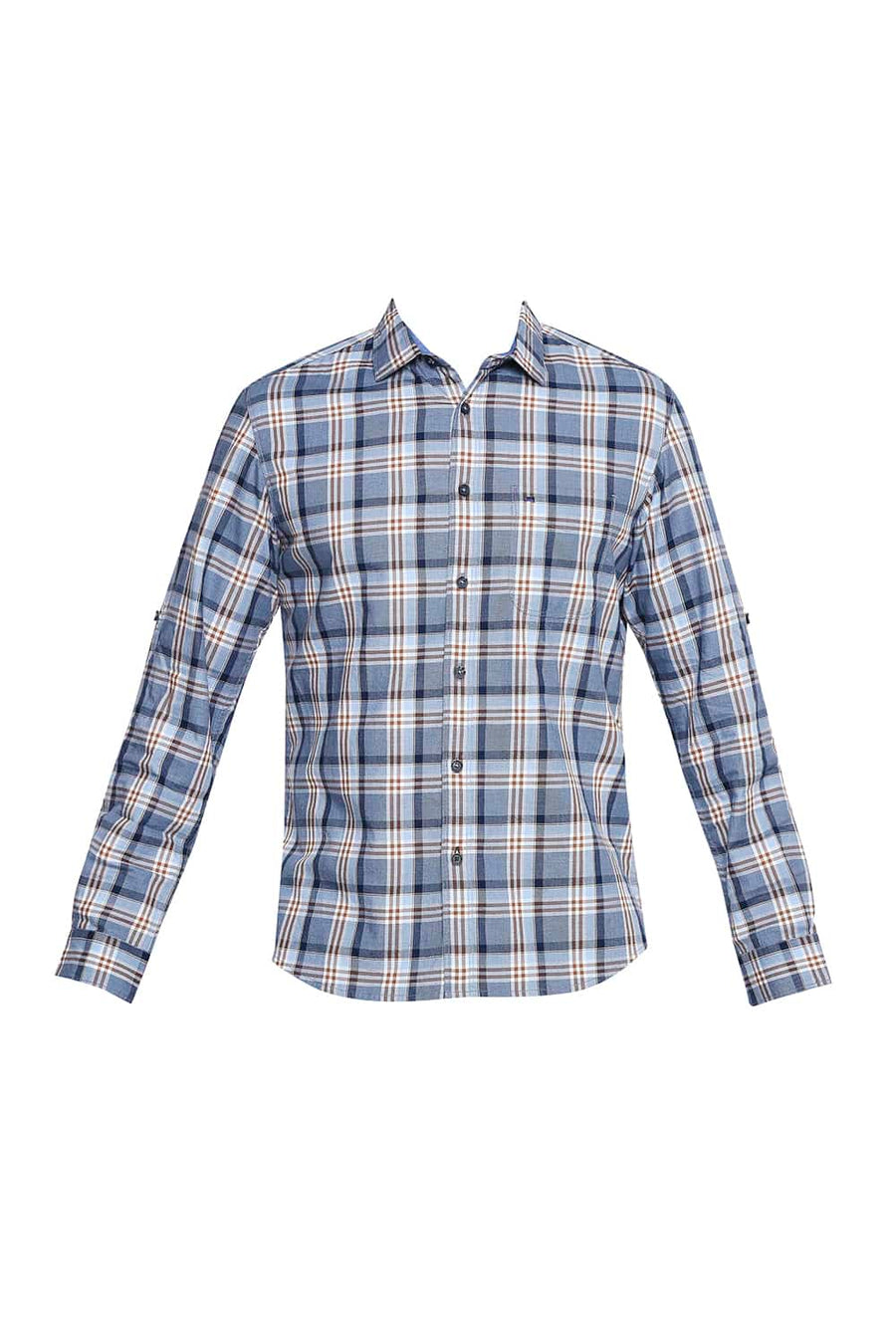 BASICS SLIM FIT ALLURE BLUE CHECKS SHIRT