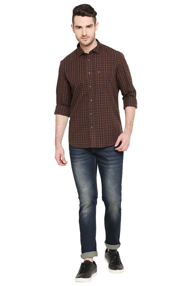 BASICS SLIM FIT CHECKS SHIRT