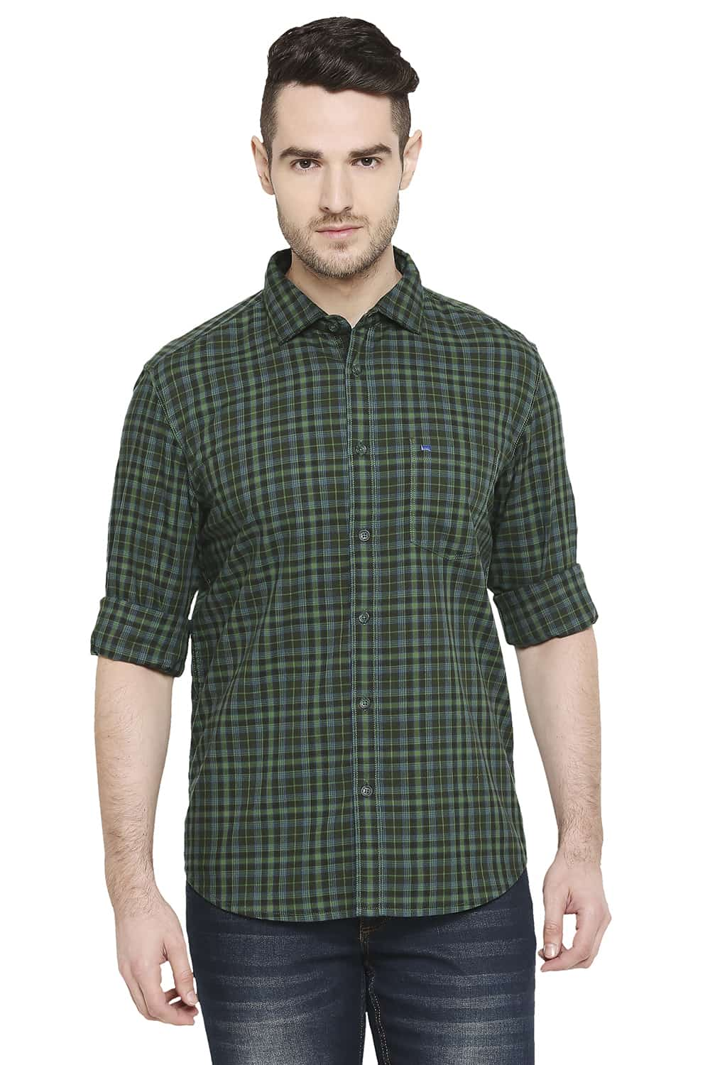 BASICS SLIM FIT CHECKS SHIRT