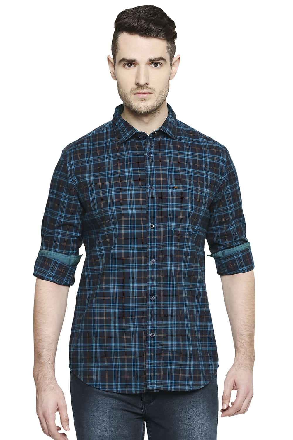 BASICS SLIM FIT CHECKS SHIRT