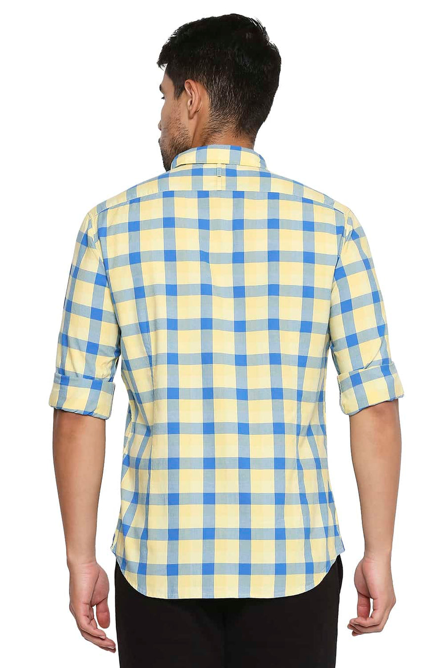 BASICS SLIM FIT MELLOW YELLOW CHECKS SHIRT