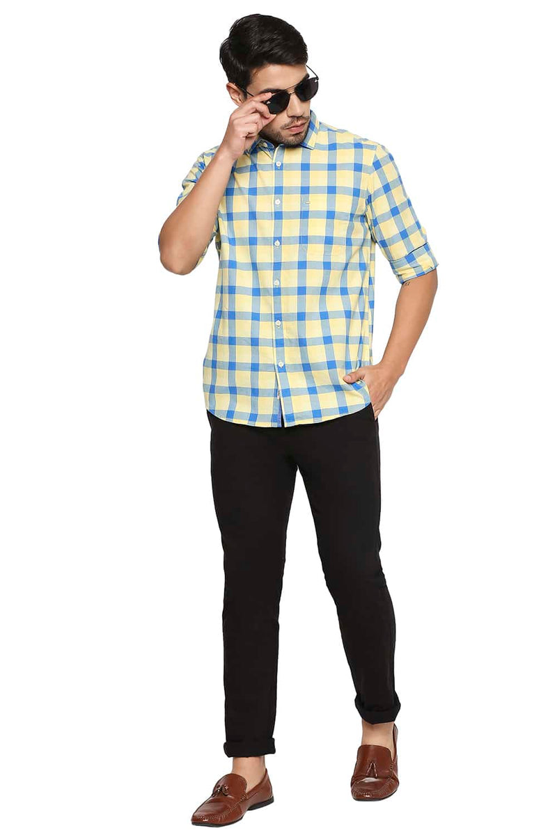 BASICS SLIM FIT CHECKS SHIRT