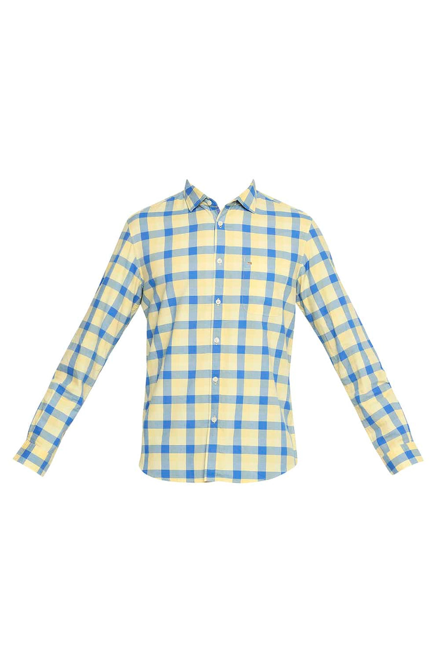 BASICS SLIM FIT MELLOW YELLOW CHECKS SHIRT