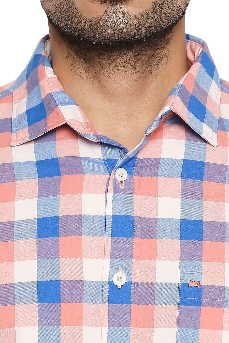 BASICS SLIM FIT PINK MELBA CHECKS SHIRT