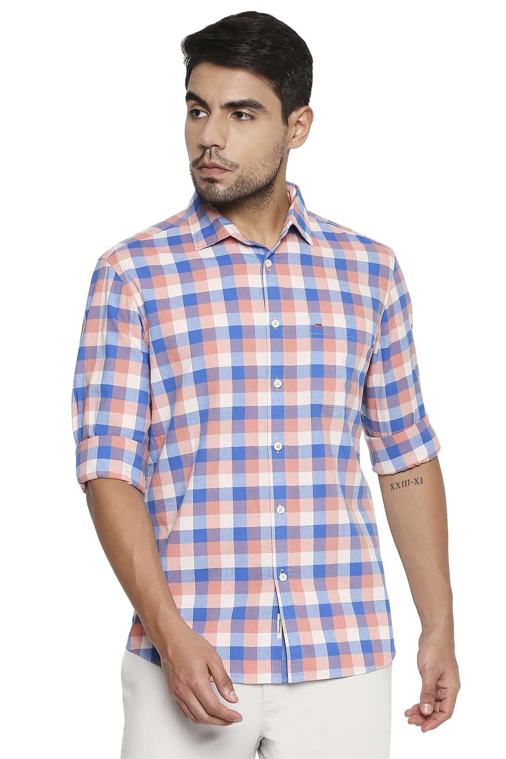 BASICS SLIM FIT CHECKS SHIRT