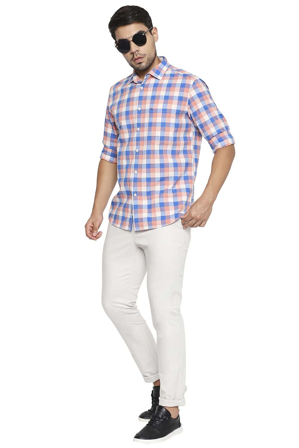 BASICS SLIM FIT CHECKS SHIRT