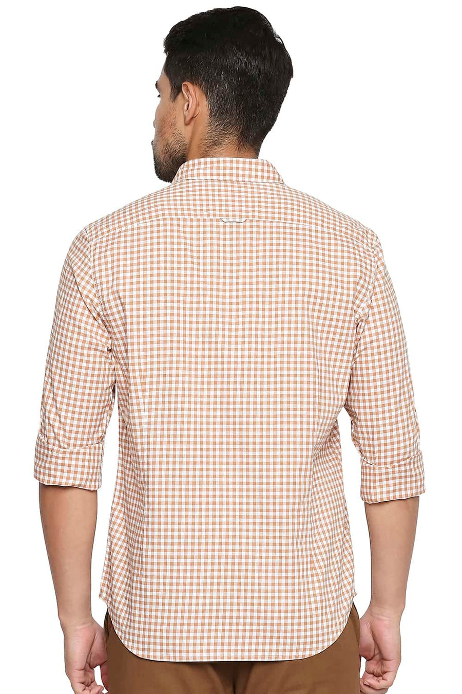 BASICS SLIM FIT BROWN SUGAR CHECKS SHIRT