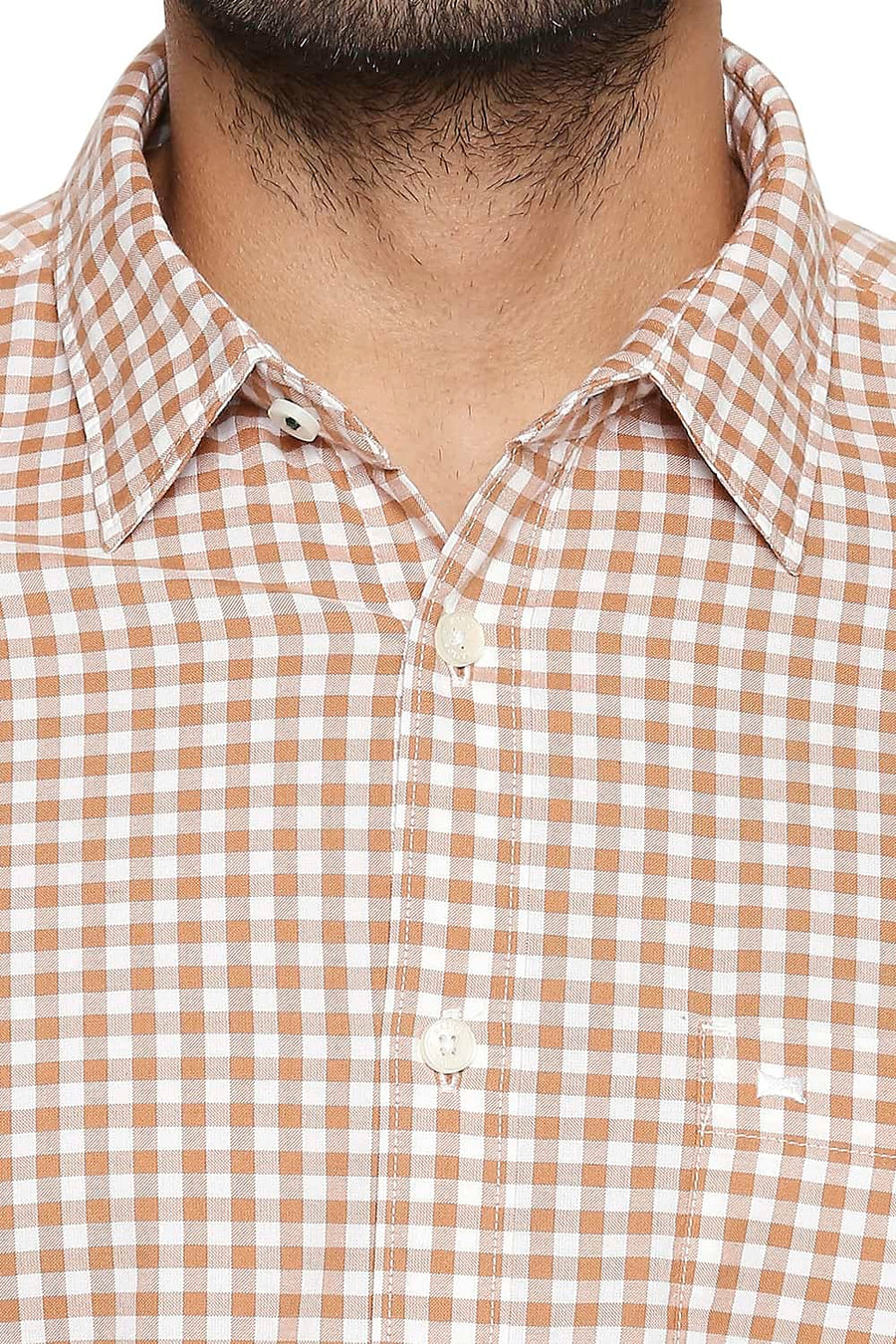 BASICS SLIM FIT BROWN SUGAR CHECKS SHIRT