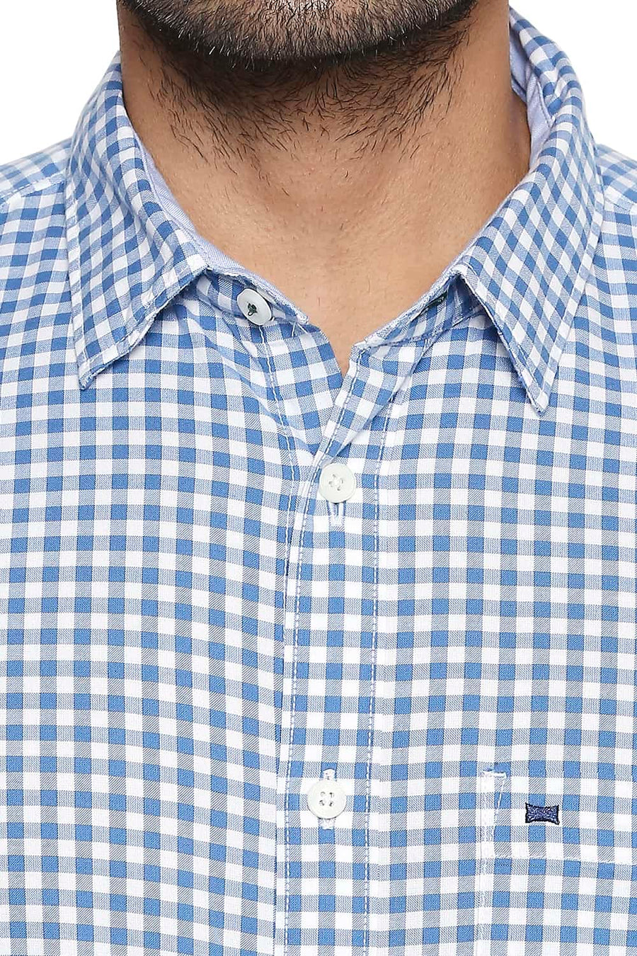 BASICS SLIM FIT RIVERSIDE BLUE CHECKS SHIRT