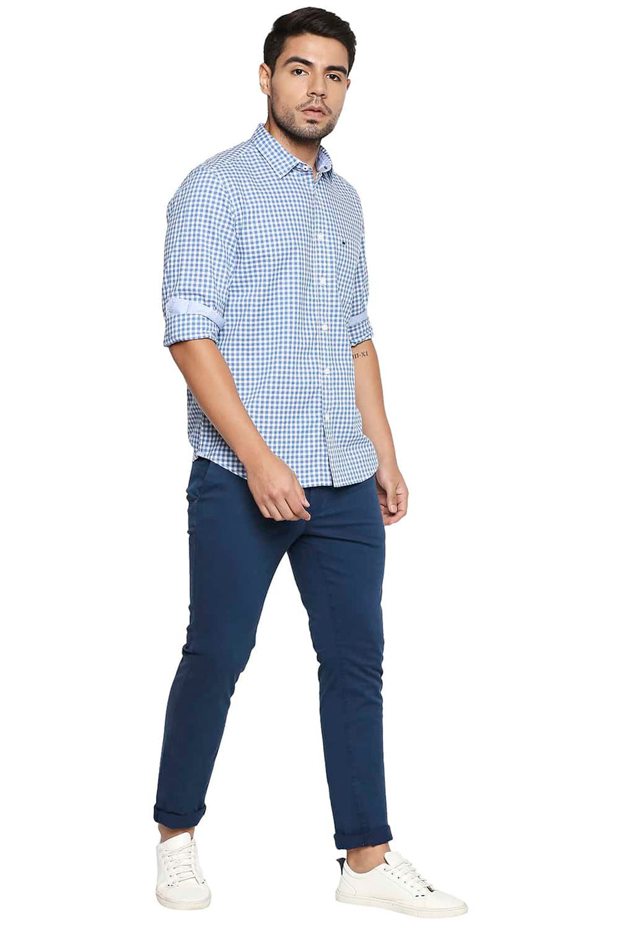 BASICS SLIM FIT RIVERSIDE BLUE CHECKS SHIRT