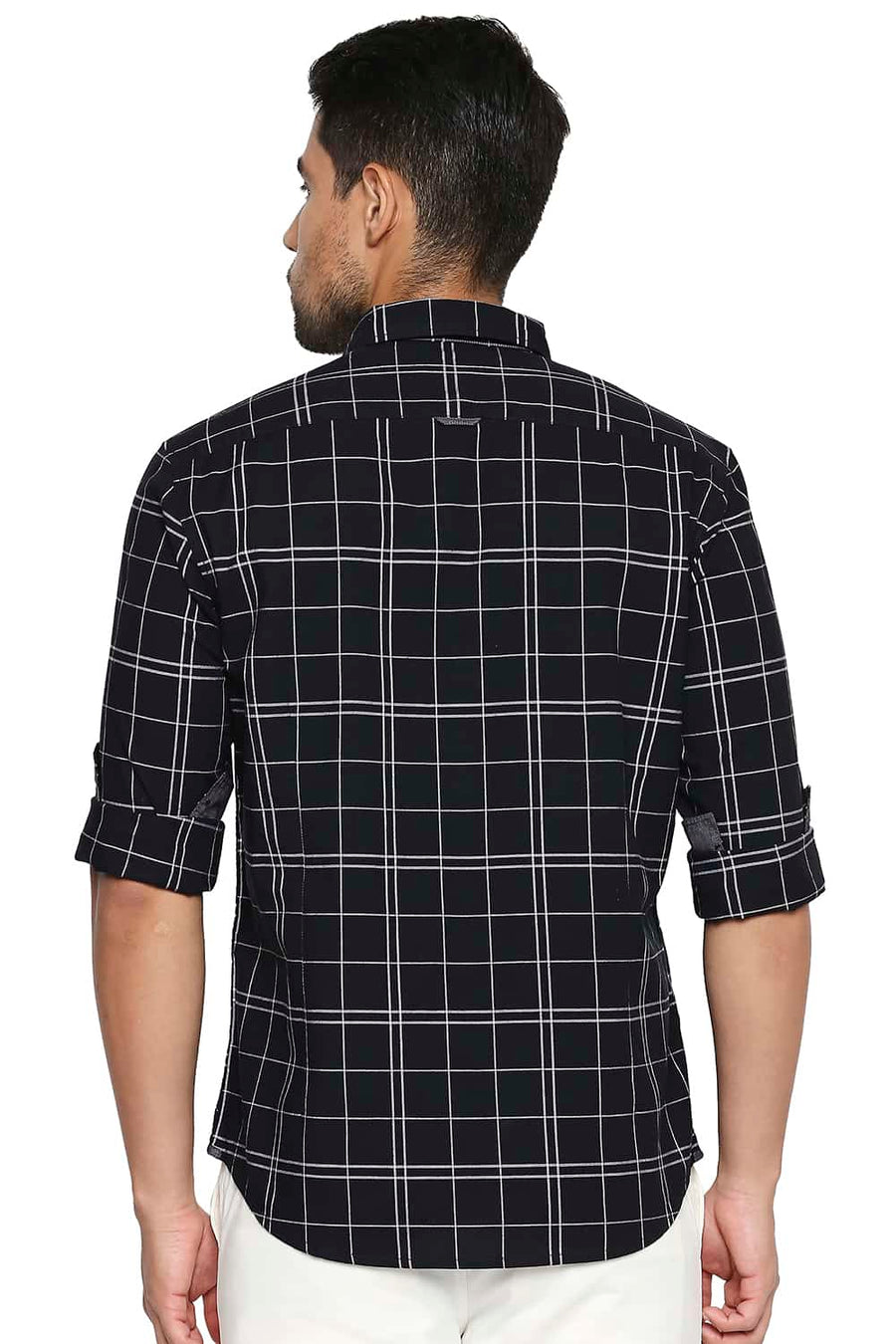 BASICS SLIM FIT JET SET BLACK CHECKS SHIRT