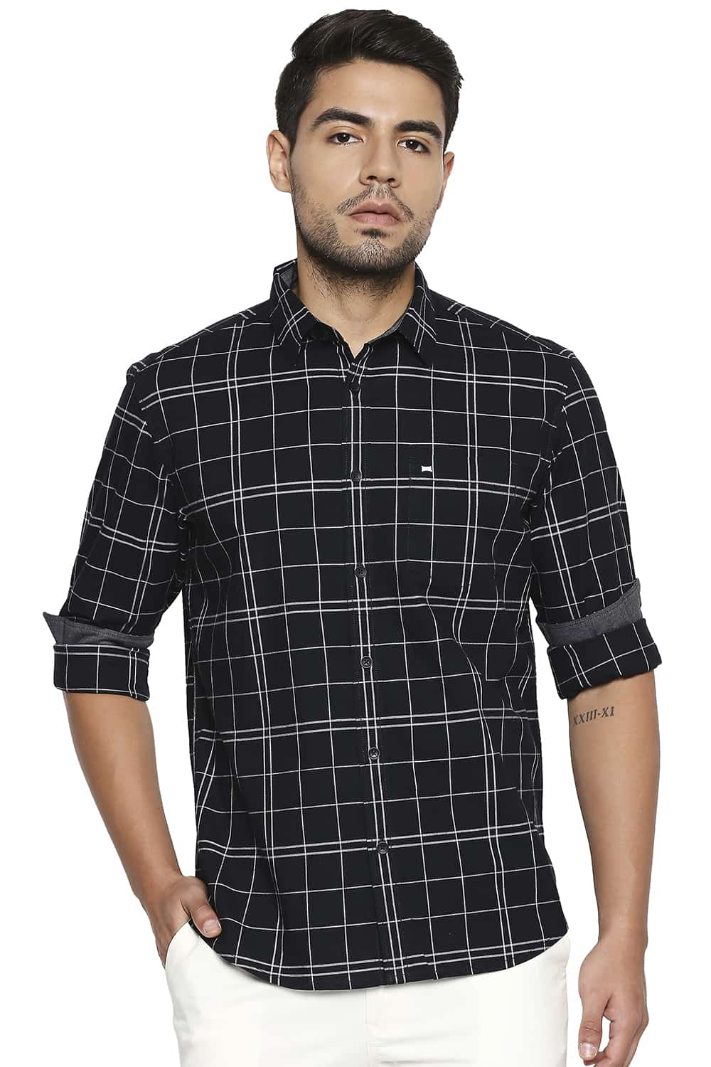 BASICS SLIM FIT CHECKS SHIRT