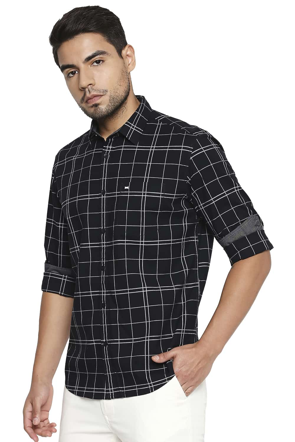 BASICS SLIM FIT CHECKS SHIRT