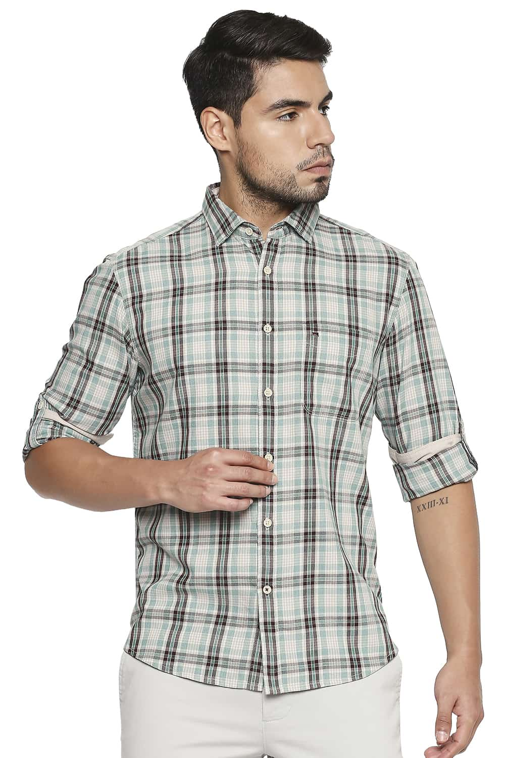 BASICS SLIM FIT CHECKS SHIRT