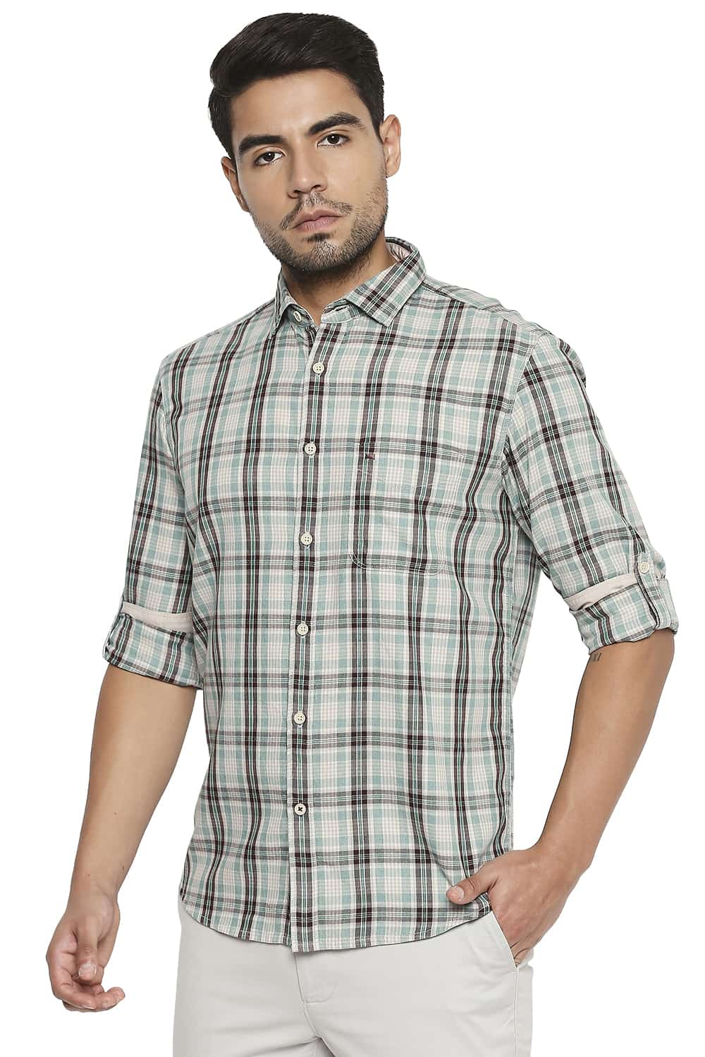 BASICS SLIM FIT CHECKS SHIRT