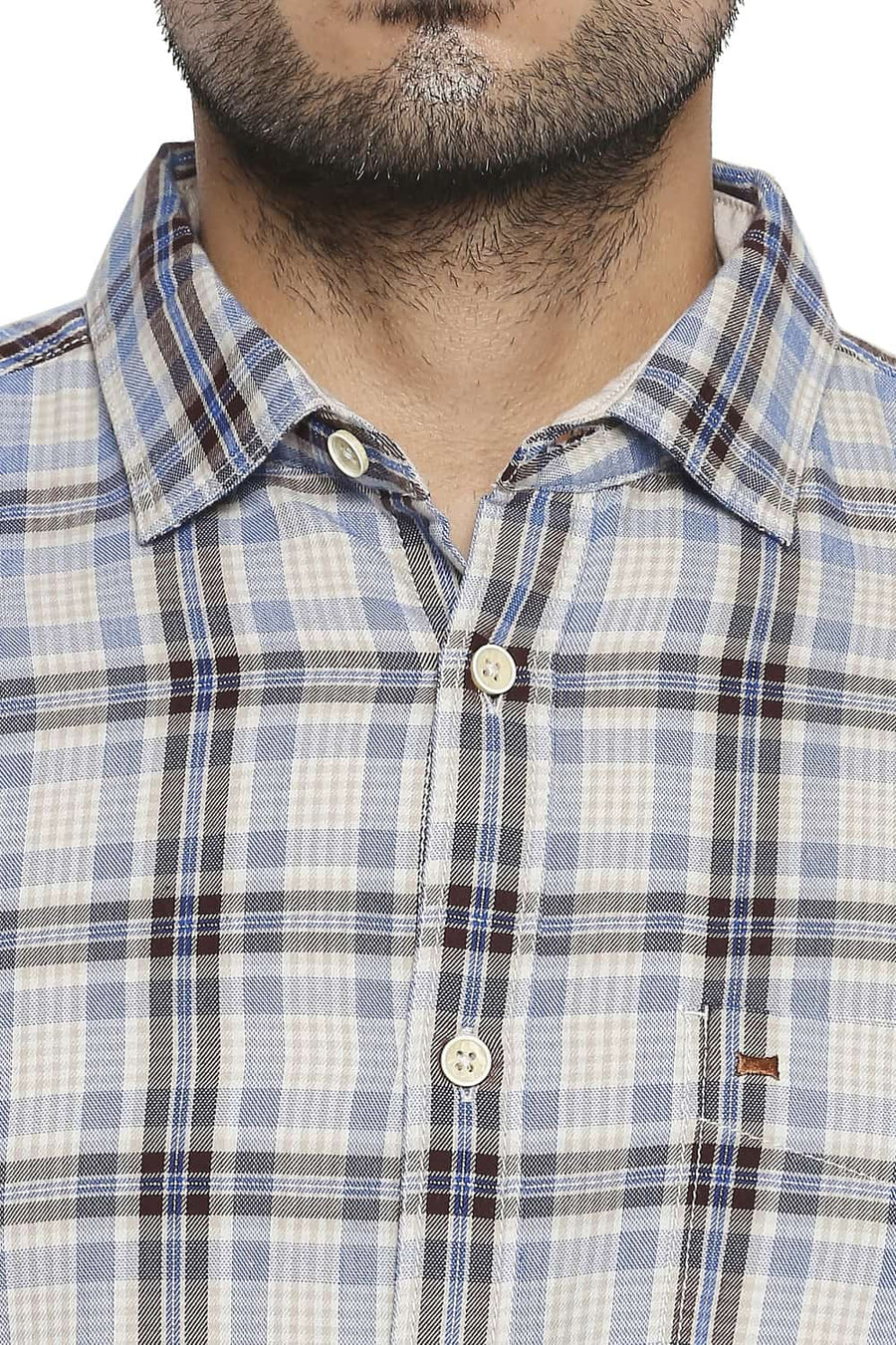 BASICS SLIM FIT VICTORIA BLUE CHECKS SHIRT