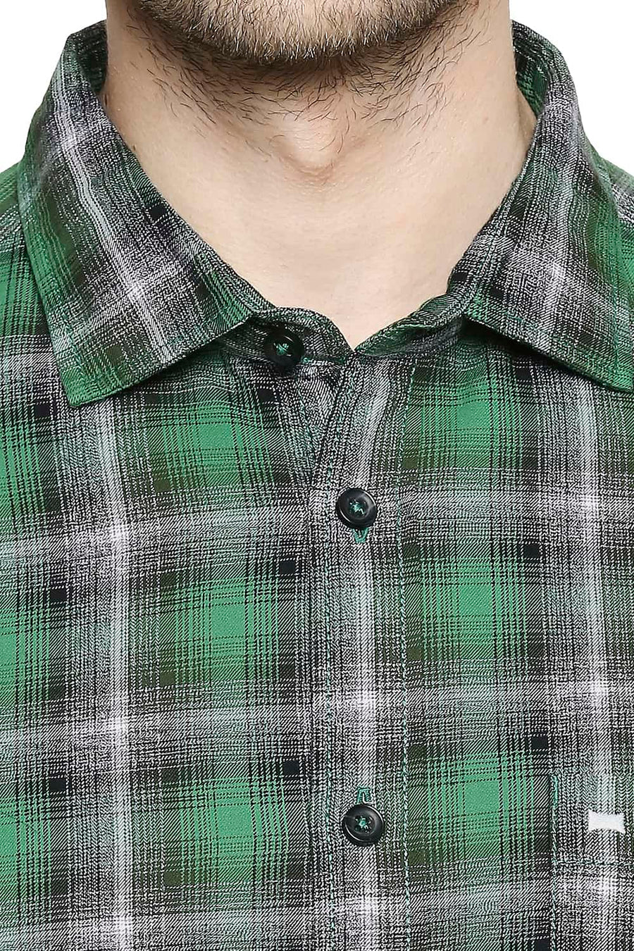 BASICS SLIM FIT JUNIPER GREEN CHECKS SHIRT