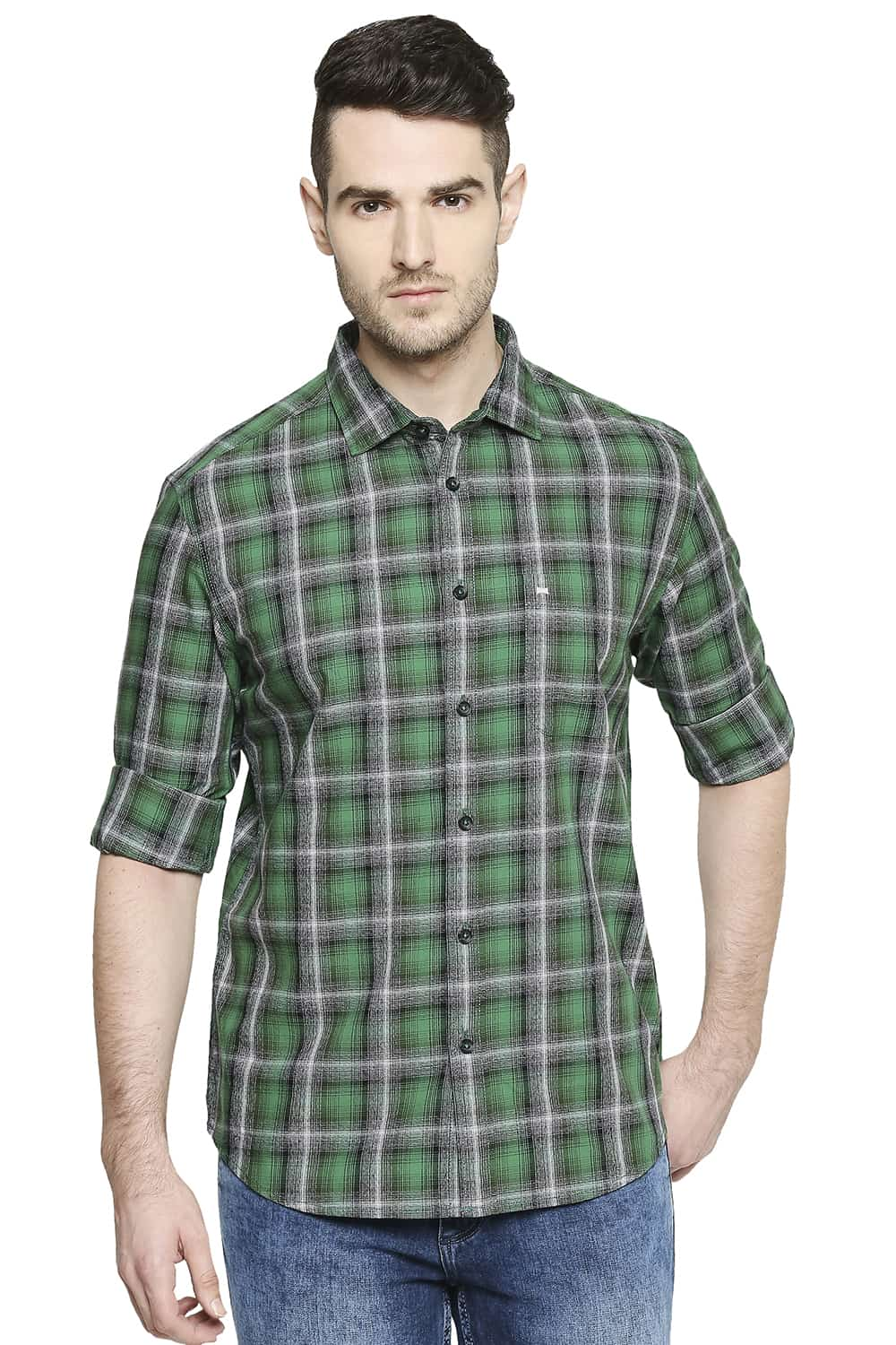 BASICS SLIM FIT CHECKS SHIRT