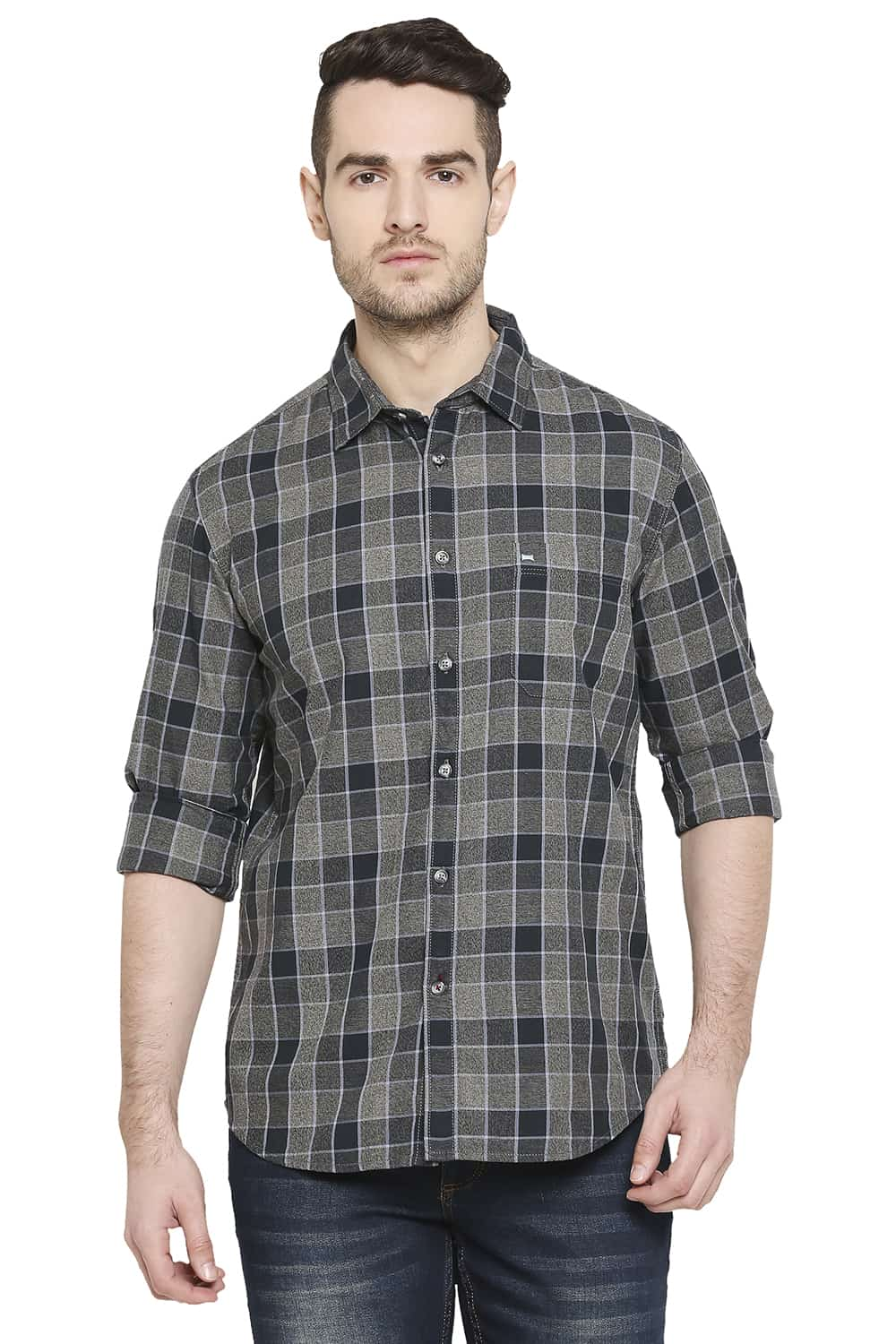 BASICS SLIM FIT CHECKS SHIRT