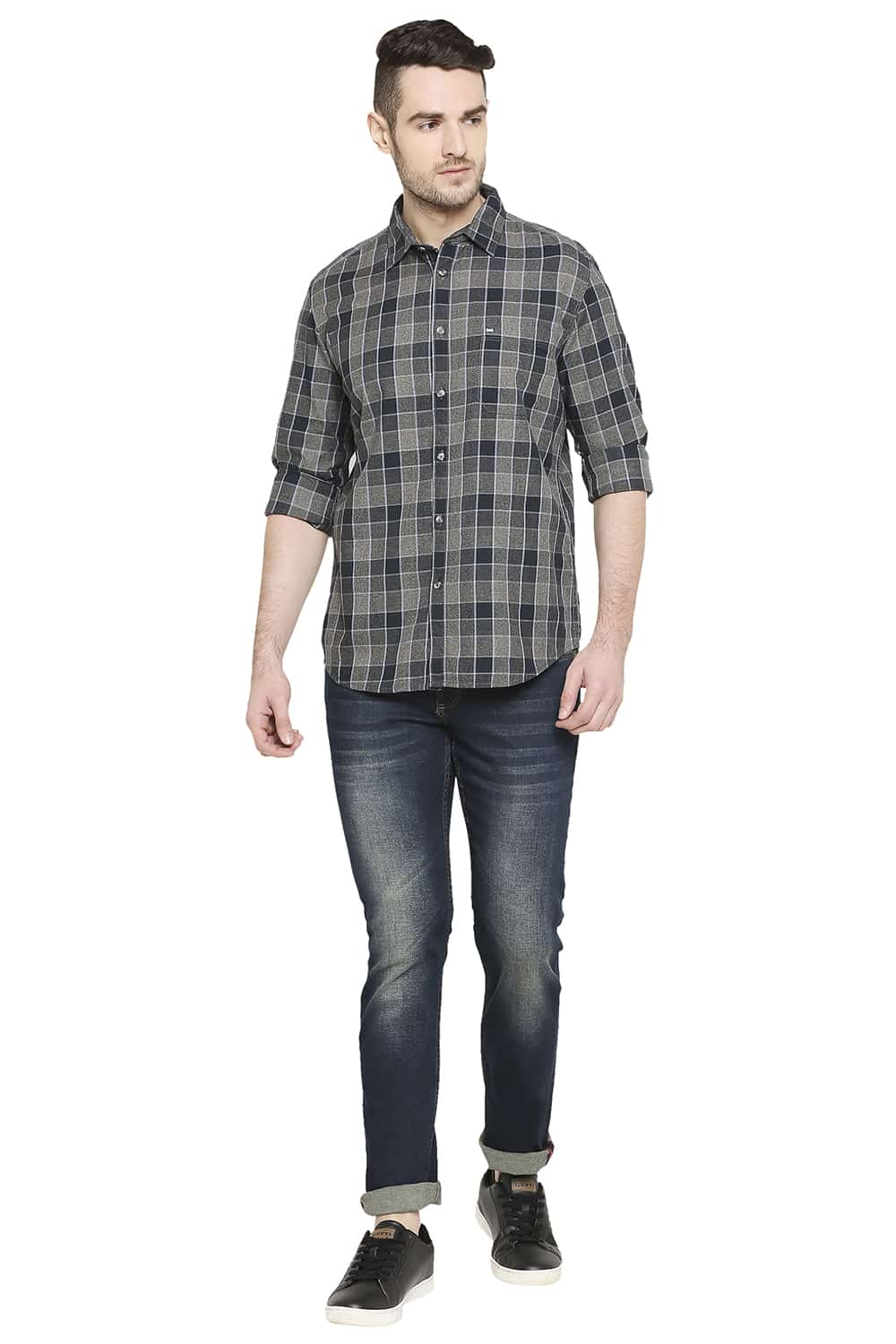 BASICS SLIM FIT CHECKS SHIRT