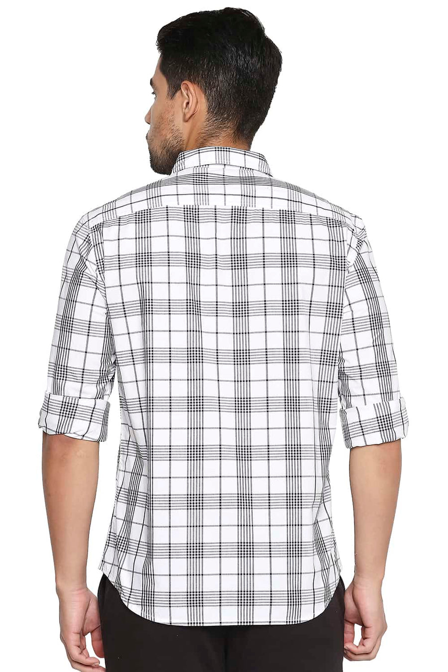 BASICS SLIM FIT CLOUD WHITE CHECKS SHIRT