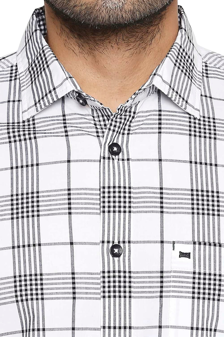 BASICS SLIM FIT CLOUD WHITE CHECKS SHIRT