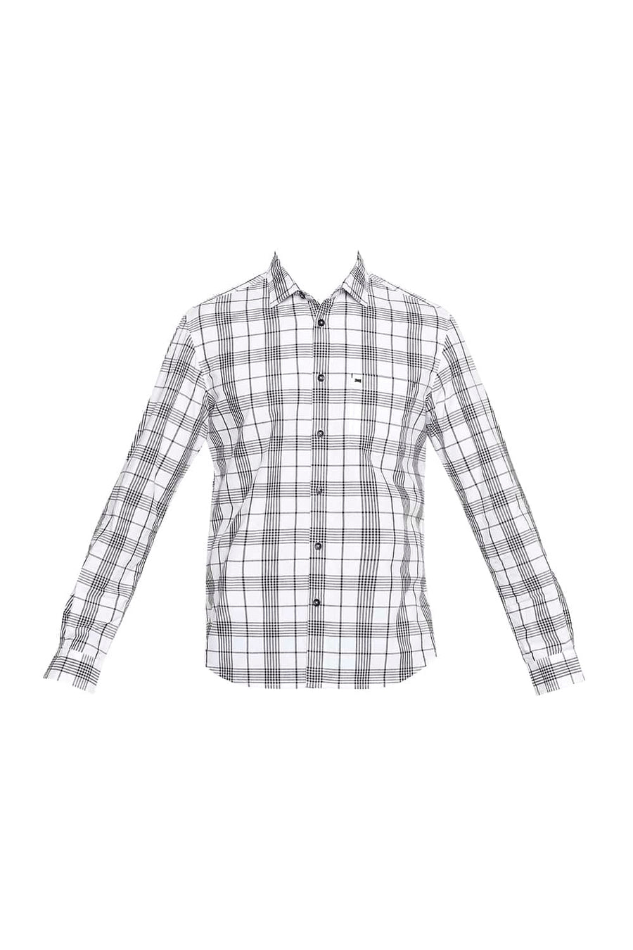 BASICS SLIM FIT CLOUD WHITE CHECKS SHIRT