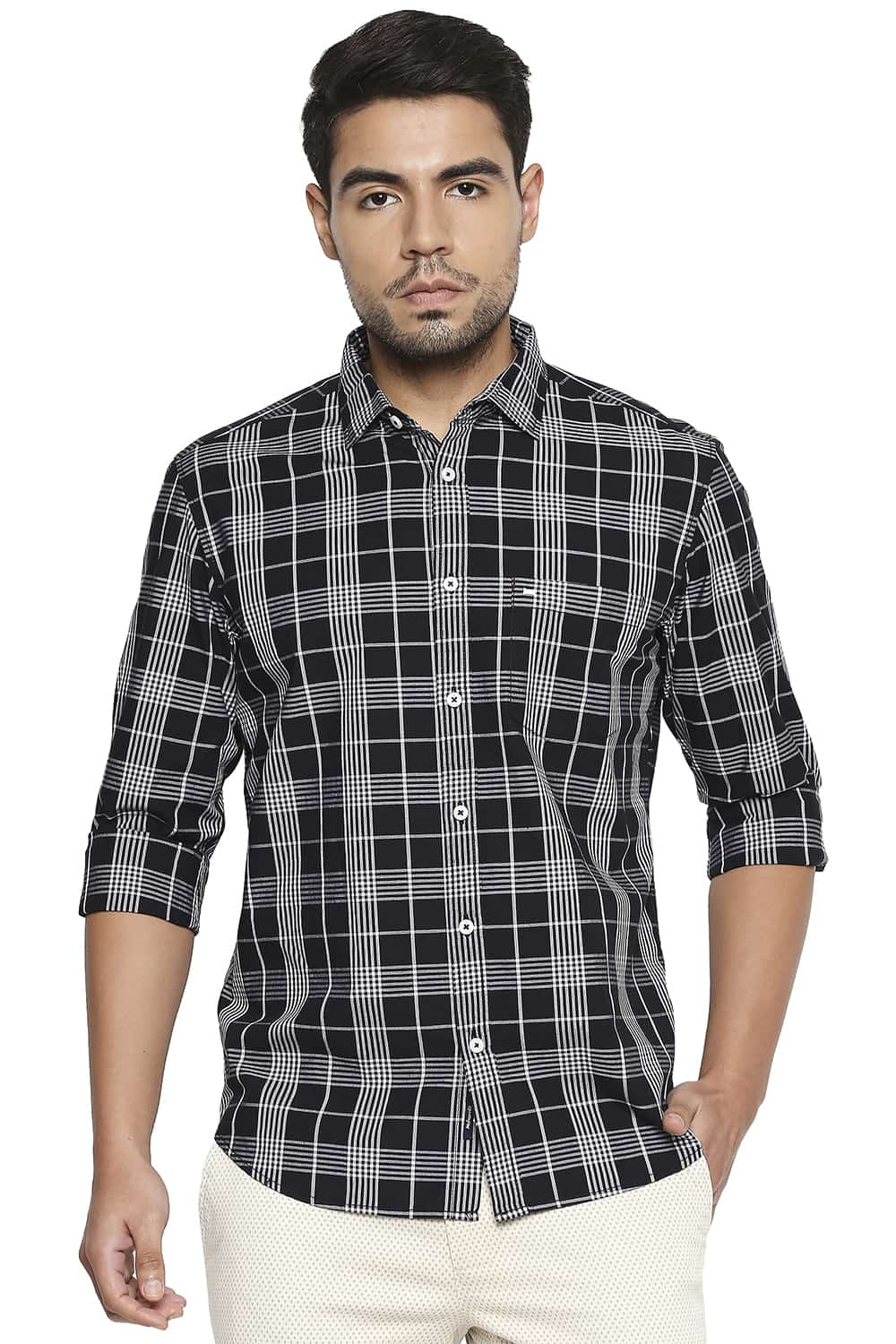 BASICS SLIM FIT CHECKS SHIRT