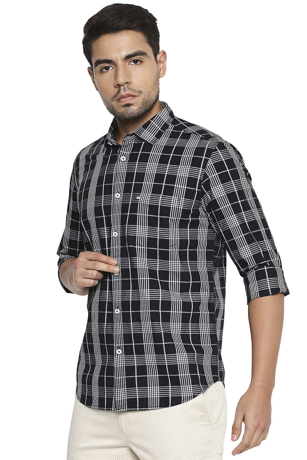 BASICS SLIM FIT CHECKS SHIRT