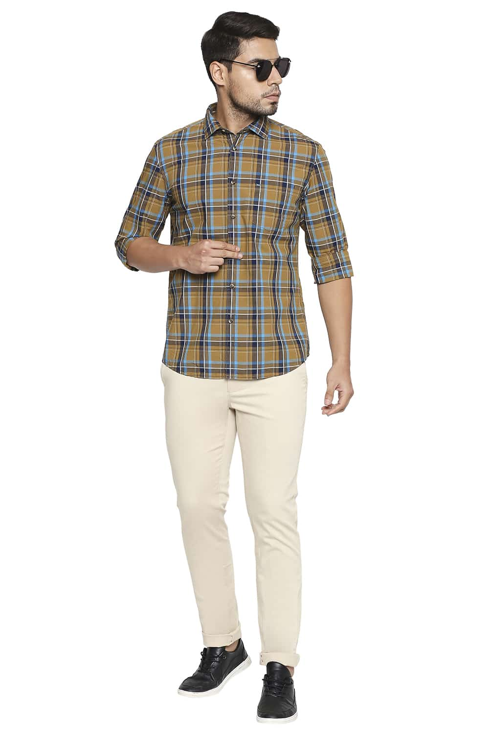 BASICS SLIM FIT CHECKS SHIRT