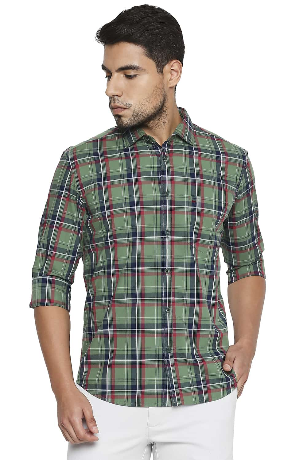 BASICS SLIM FIT CHECKS SHIRT