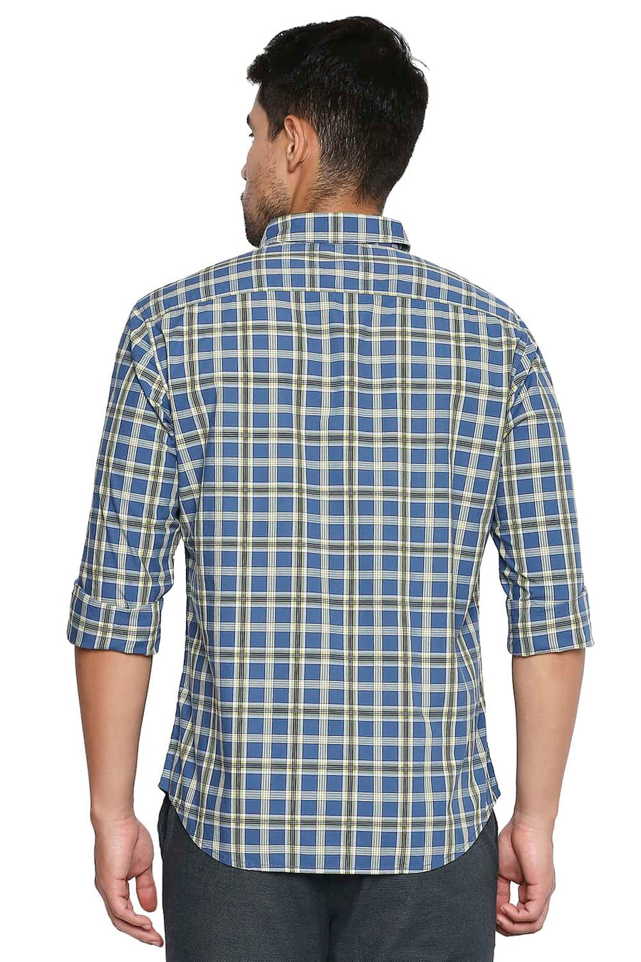 BASICS SLIM FIT BLUE ASHES CHECKS SHIRT