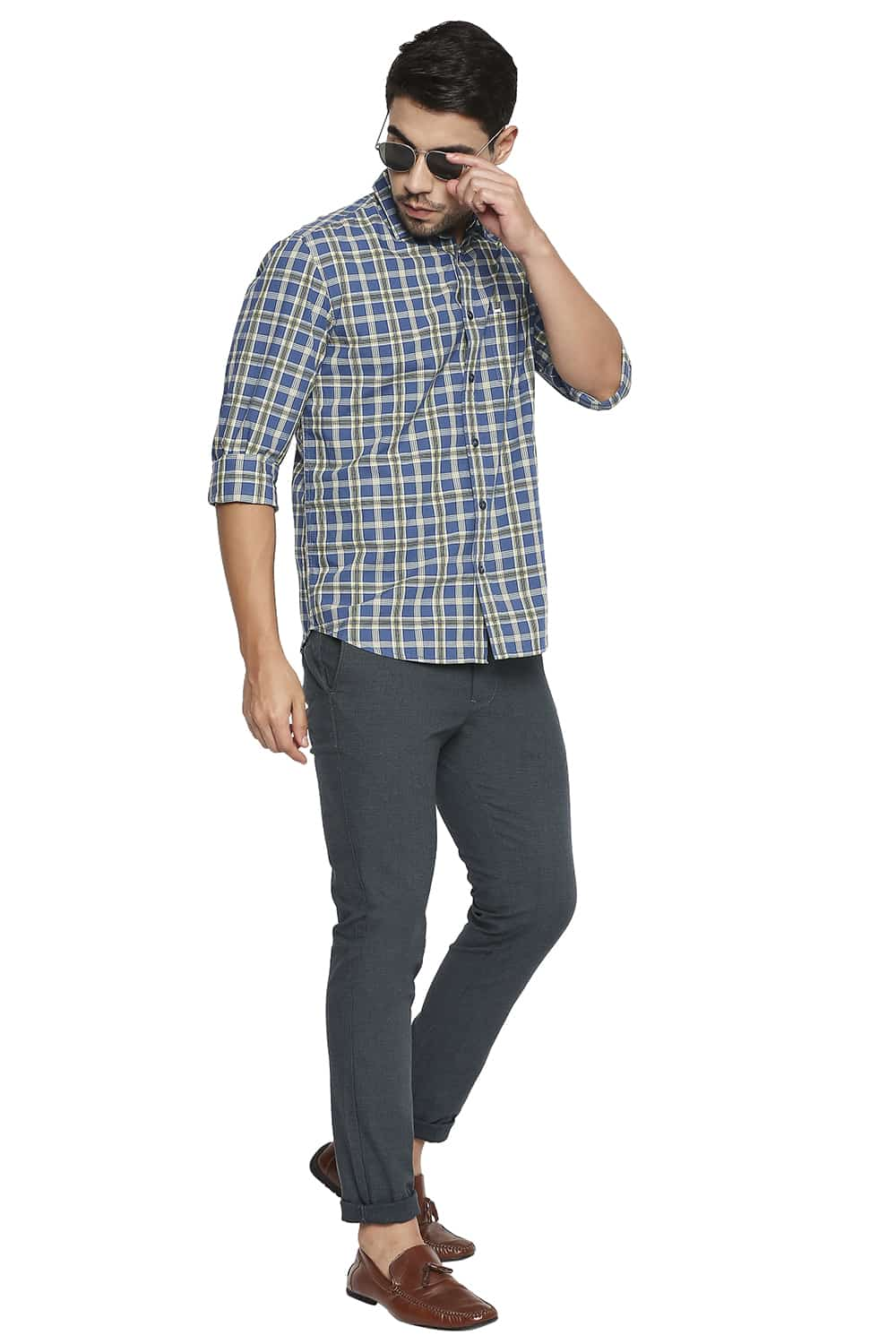 BASICS SLIM FIT CHECKS SHIRT