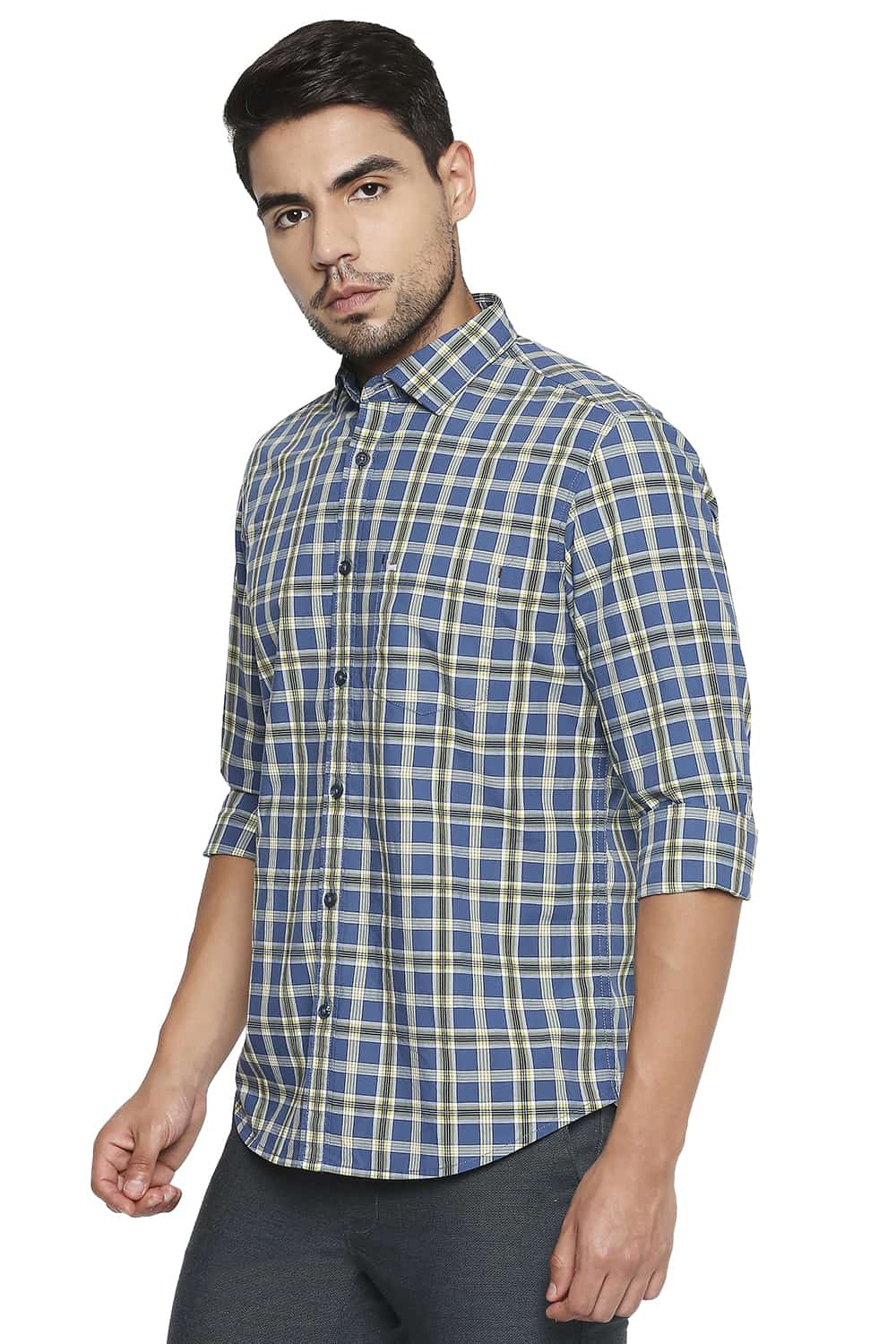 BASICS SLIM FIT CHECKS SHIRT