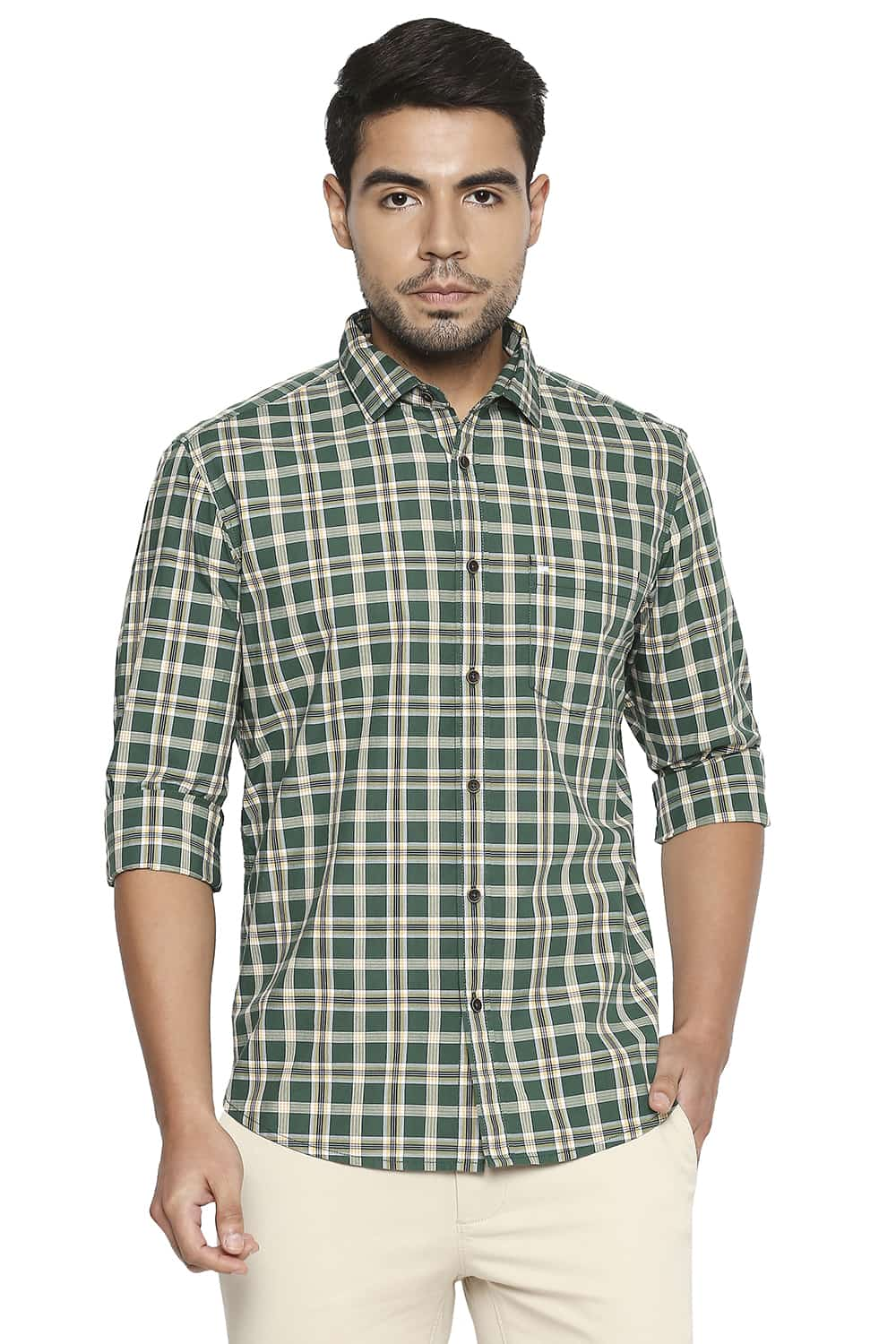 BASICS SLIM FIT CHECKS SHIRT