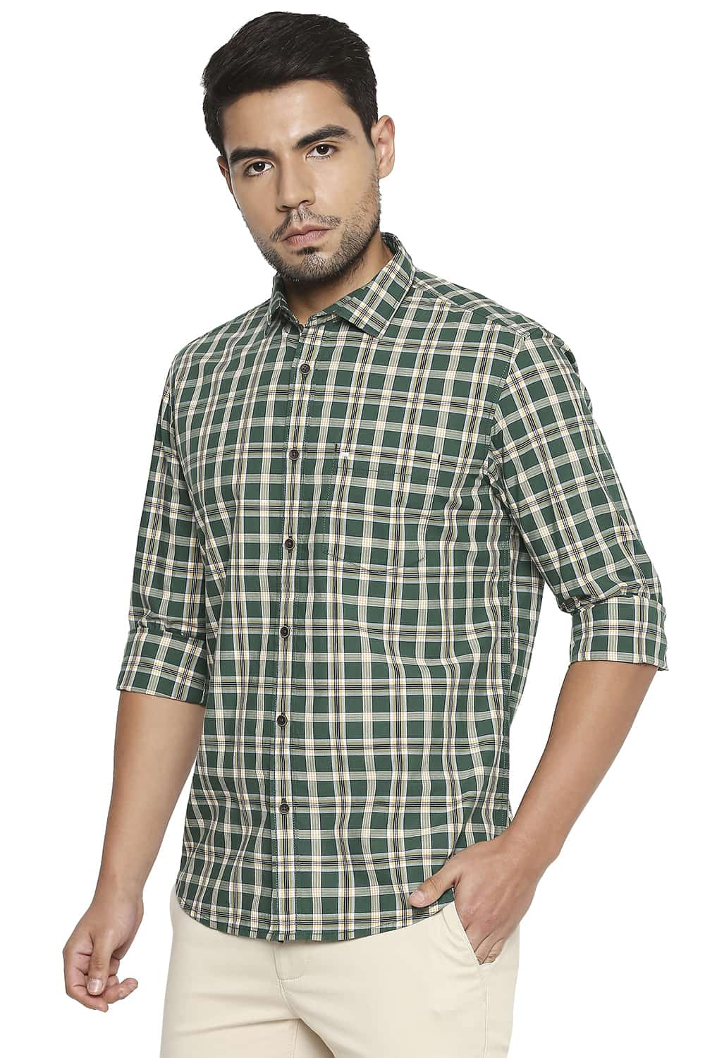 BASICS SLIM FIT CHECKS SHIRT