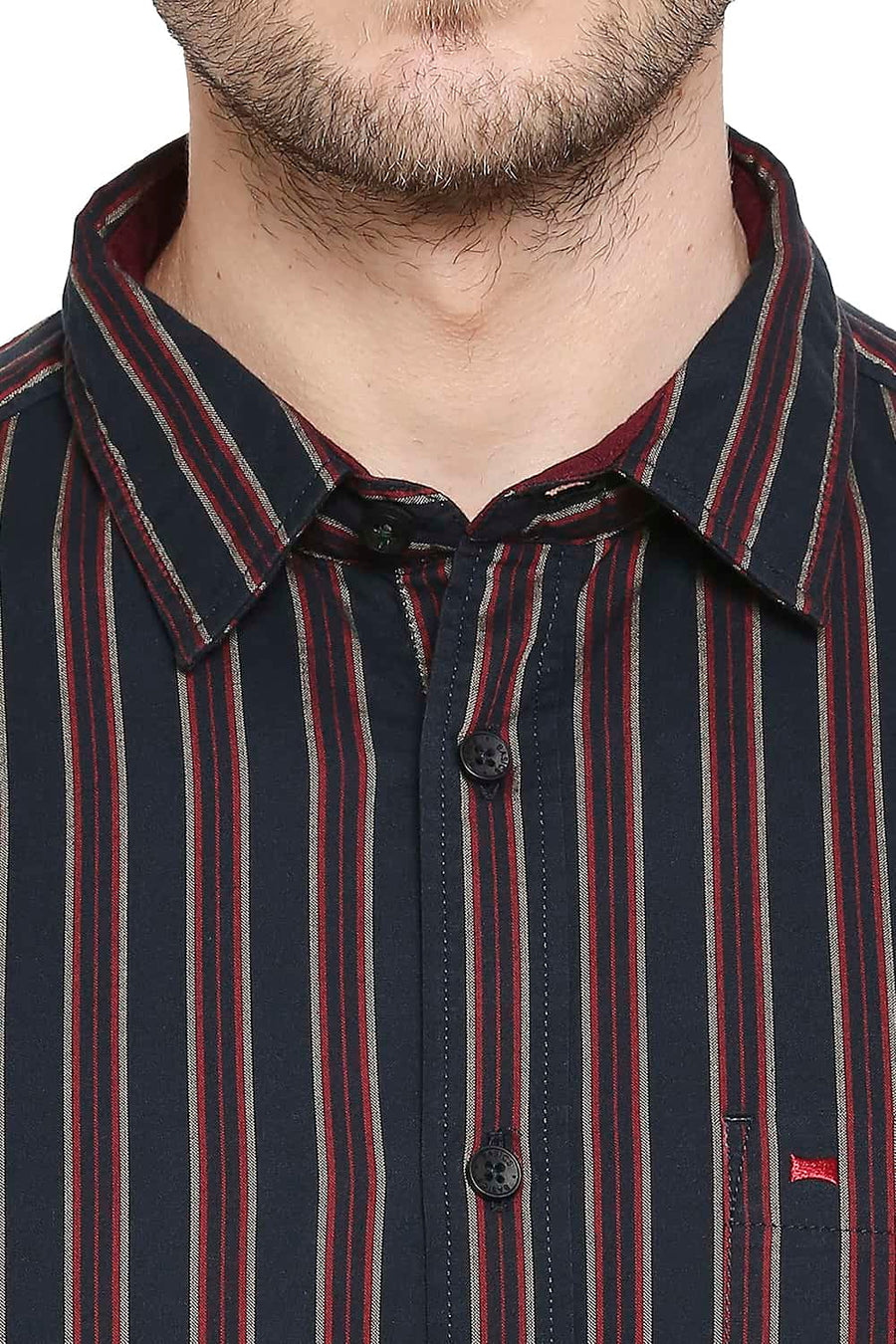 BASICS SLIM FIT MARS RED STRIPE SHIRT